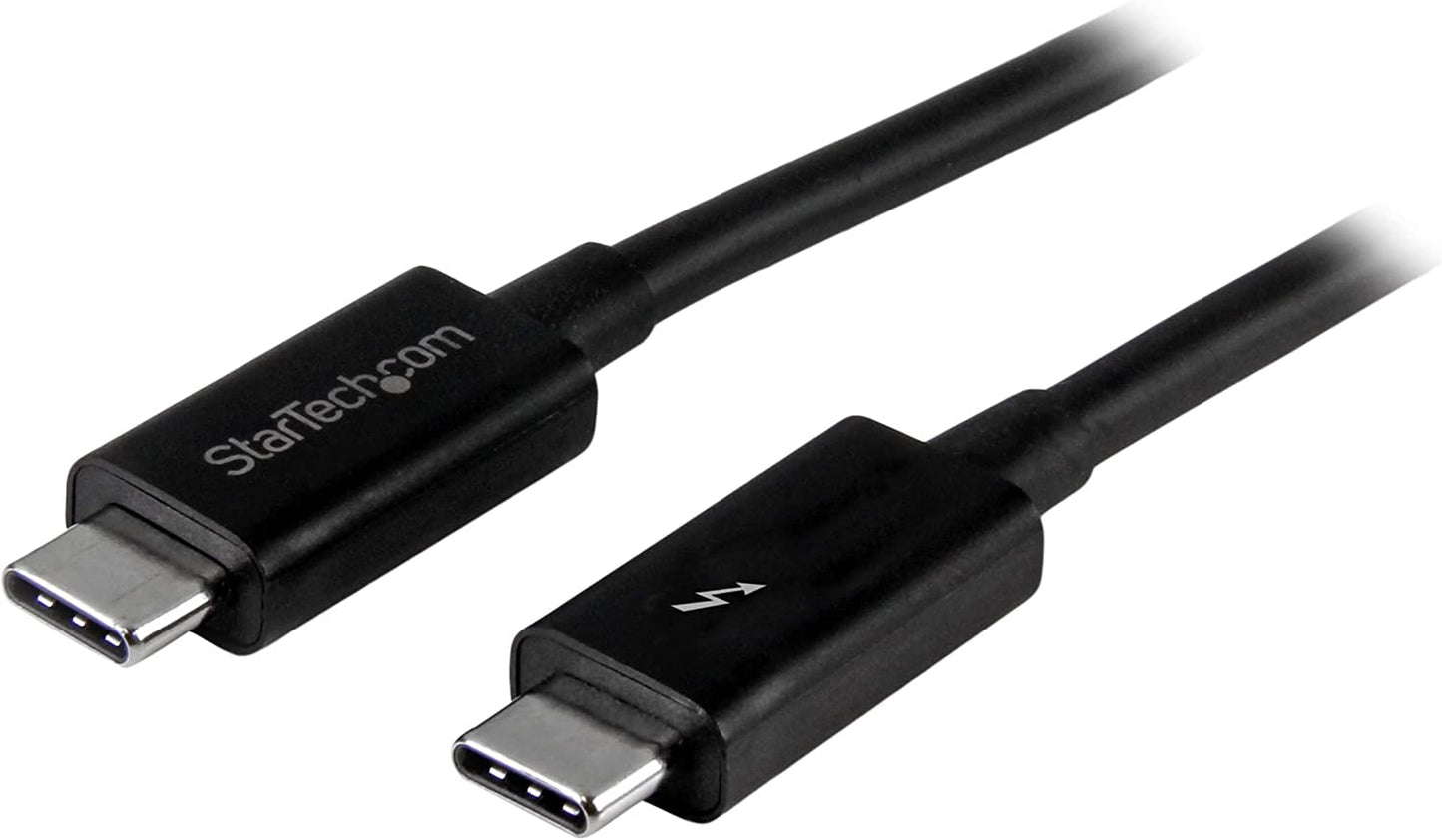 StarTech.com 20Gbps Thunderbolt 3 Cable - 3.3ft/1m - Black - 4k 60Hz - Certified TB3 USB-C to USB-C Charger Cord w/ 100W Power Delivery (TBLT3MM1M), Black 3ft 20Gbps | Black