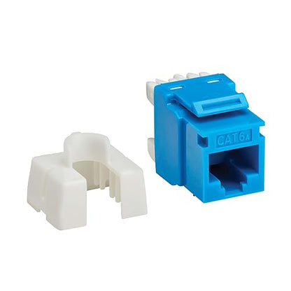 Eaton Tripp Lite Series Cat6 Keystone Jack with Type 4 PoE++ Compliance (4PPoE), 10 Pack, Blue, RJ45 Ethernet, Krone/110 Punchdown, TAA Compliant, Lifetime Manufactuer's Warranty (N238-010-BL-6A)