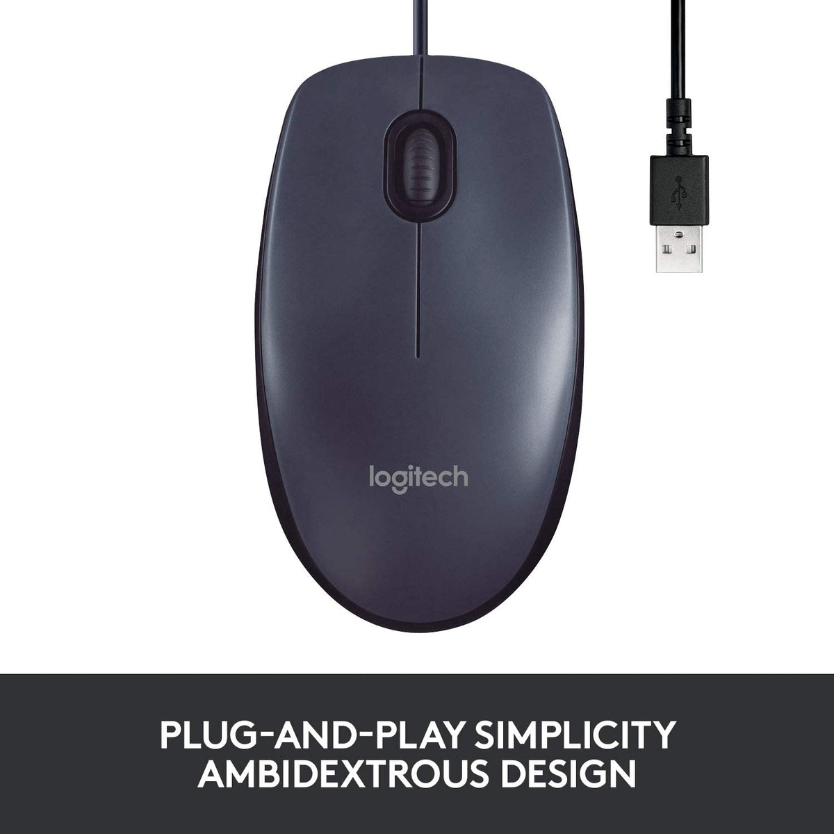 Logitech M100R Wired Usb Mouse Dark Black