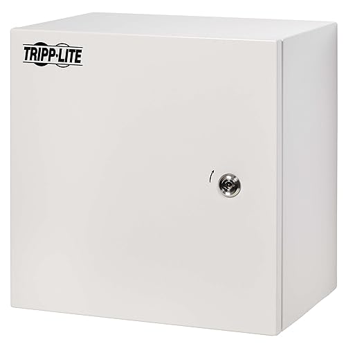 Tripp Lite Outdoor Steel Industrial Electrical Enclosure Junction Lock Box, 14 x 14 x 10, Gray, Weather & Dust Resistant, UL Certified NEMA 4 Compliant, Mounting Plate, 5-Year Warranty (SRIN4141410)