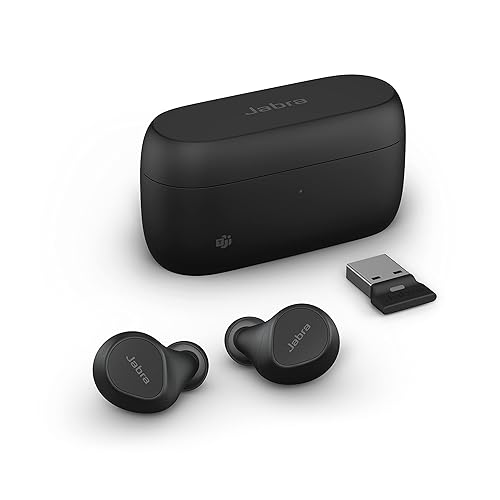 Jabra Evolve2 True Wireless Earbuds - in-Ear Bluetooth Earbuds with Active Noise Cancellation & 4-Mic MultiSensor Voice Technology - Microsoft Teams Certified, Works with All Meeting Apps - Black USB-A MS Teams