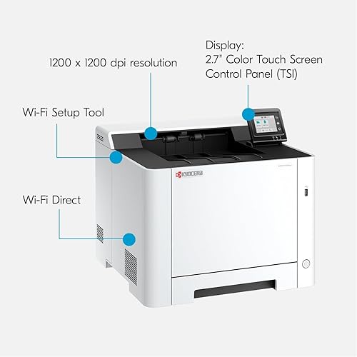 KYOCERA ECOSYS PA2101cwx Color Laser Printer, 22 ppm, 1200 dpi, Wi-Fi Direct, 1GB Memory, 2.7 inch Color Touch Screen Control Panel 22 ppm color Printer