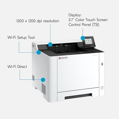 KYOCERA ECOSYS PA2101cwx Color Laser Printer, 22 ppm, 1200 dpi, Wi-Fi Direct, 1GB Memory, 2.7 inch Color Touch Screen Control Panel 22 ppm color Printer