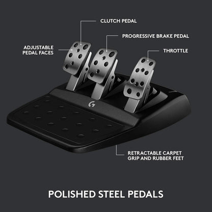 Logitech G923 Racing Wheel and Pedals for PS 5, PS4 and PC featuring TRUEFORCE up to 1000 Hz Force Feedback, Responsive Pedal, Dual Clutch Launch Control, and Genuine Leather Wheel Cover PlayStation|PC Wheel Only