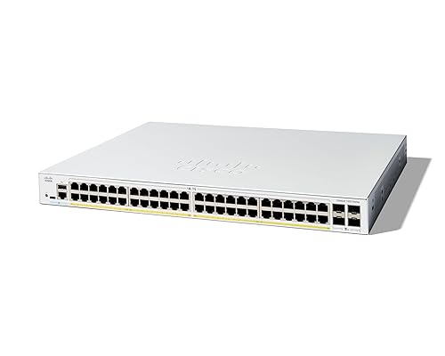 Cisco Catalyst C1200-48P-4X Ethernet Switch - 48 Ports - Manageable - 10 Gigabit Ethernet - 10/100/1000Base-T, 10GBase-X - 3 Layer Supported - Modular - 463.32 W Power Consumption - 375 W PoE Budget - Optical Fiber, Twisted Pair