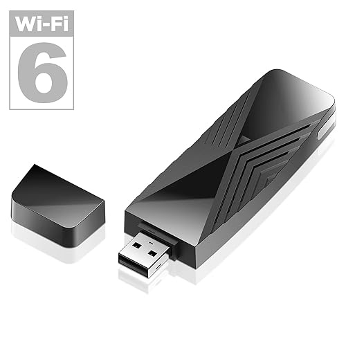 D-Link AX1800 Wi-Fi 6 USB 3.0 Adapter, WiFi Adapter for PC or Laptop, Update Your WiFi to Next Gen 802.11ax, Includes USB 3.0 dongle, WPA3 Encryption, Windows 10/11 (DWA-X1850), Black WiFi 6 AX1800 USB