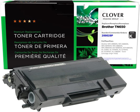 Clover imaging group Clover Remanufactured Toner Cartridge Replacement for Brother TN650 | Black | High Yield 8,000 Black