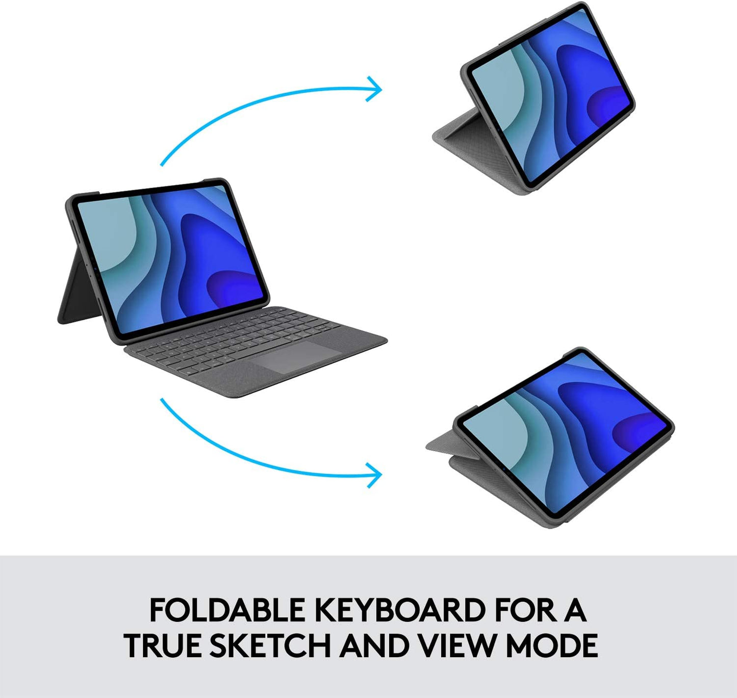 Logitech Folio Touch iPad Pro 11-inch (1st, 2nd, 3rd and 4th gen - 2018, 2020, 2021, 2022) Keyboard Case - Backlit Keyboard, Trackpad, Smart Connector - Grey, USA Layout Folio Touch Tablet Keyboard Oxford Gray