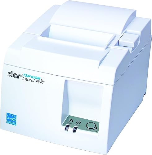 Star Micronics 39472010 Model TSP143L WHT US Thermal Printer, Auto-Cutter, Ethernet, with Internal Power Supply, White White Ethernet (LAN)