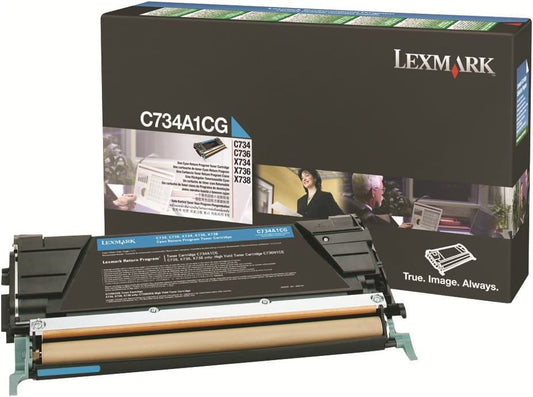 Lexmark C734A1CG Cyan Return Program Toner Cartridge