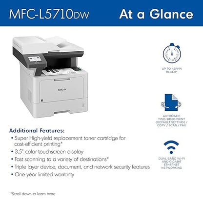 Brother MFC-L5710DN Business Monochrome Laser All-in-One Printer with Networking and Duplex Print, Scan & Copy New Model: MFCL5710DN