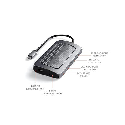 Satechi USB4 Multiport Adapter - USB-C PD Charging, Gigabit Ethernet, USB-C Data, up to 8K HDMI – for M2/ M1 MacBook Pro/Air, M2/ M1 iPad Pro/Air, M2 Mac Mini, iMac M1