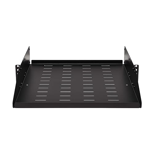 Tripp Lite 2U Universal Mount Server Rack Enclosure Shelf, Black Steel, Vented Airflow Design, Mount Hardware Included, 21.7 inch Depth, 100 lbs / 45 kg Capacity, 5-Year Warranty (SRSHELF2PUNIV)