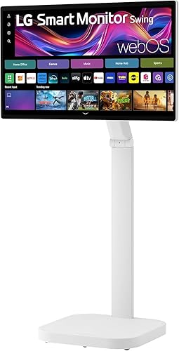 LG Swing 31.5" 32U889SA 4K UHD IPS Smart Monitor Eyecare with Touchscreen, Rolling Stand, webOS, AirPlay 2 + Screen Share, Built-in Speaker, HDMI, USB-C 65W, Tilt/Height/Swivel/Pivot Stand, White 32" Rolling stand IPS UHD 3840 x 2160