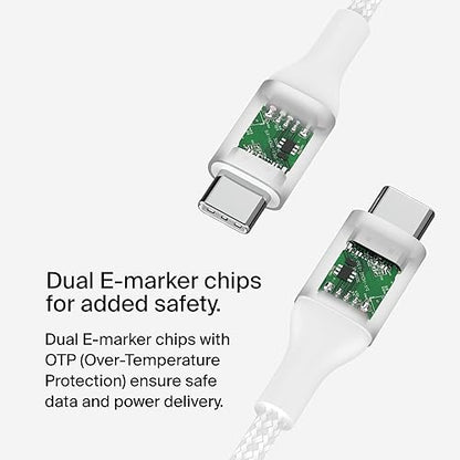 Belkin BoostCharge USB-C to USB-C Power Cable (1M, 3.3ft), Fast Charging Cable with 240W Power Delivery, USB-IF Certified, Compatible with MacBook Pro, Chromebook, Samsung Galaxy, iPad, & More - White 1M White