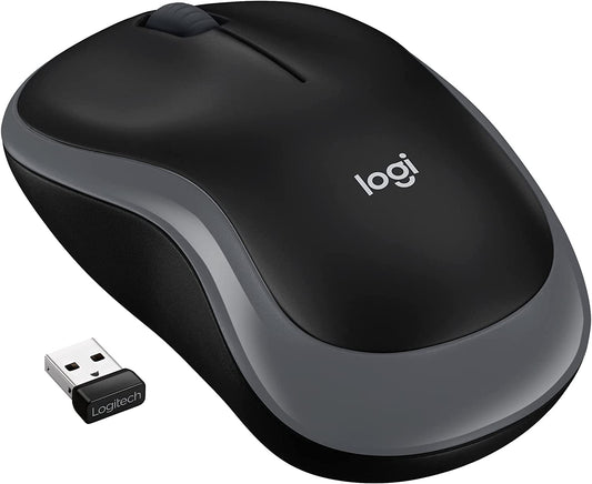 Logitech M185 Wireless Mouse, 2.4GHz with USB Mini Receiver, 12-Month Battery Life, 1000 DPI Optical Tracking, Ambidextrous, Compatible with PC, Mac, Laptop - Black Black Mouse