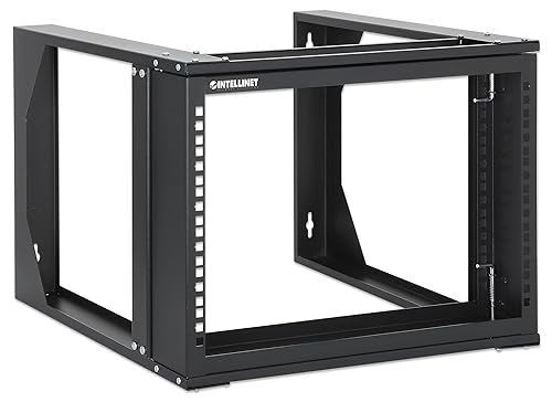 Intellinet 6U 19" 2 Post Open Frame Server Wall Mount Rack - 180 Degree Gate Swing, Flatpacked, Antistatic Powder Coated Steel – for IT Network Equipment & AV Devices – 3 Yr Mfg Warranty – 716178 6U 2 Post - Flatpacked