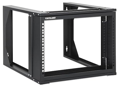 Intellinet 6U 19" 2 Post Open Frame Server Wall Mount Rack - 180 Degree Gate Swing, Flatpacked, Antistatic Powder Coated Steel – for IT Network Equipment & AV Devices – 3 Yr Mfg Warranty – 716178 6U 2 Post - Flatpacked