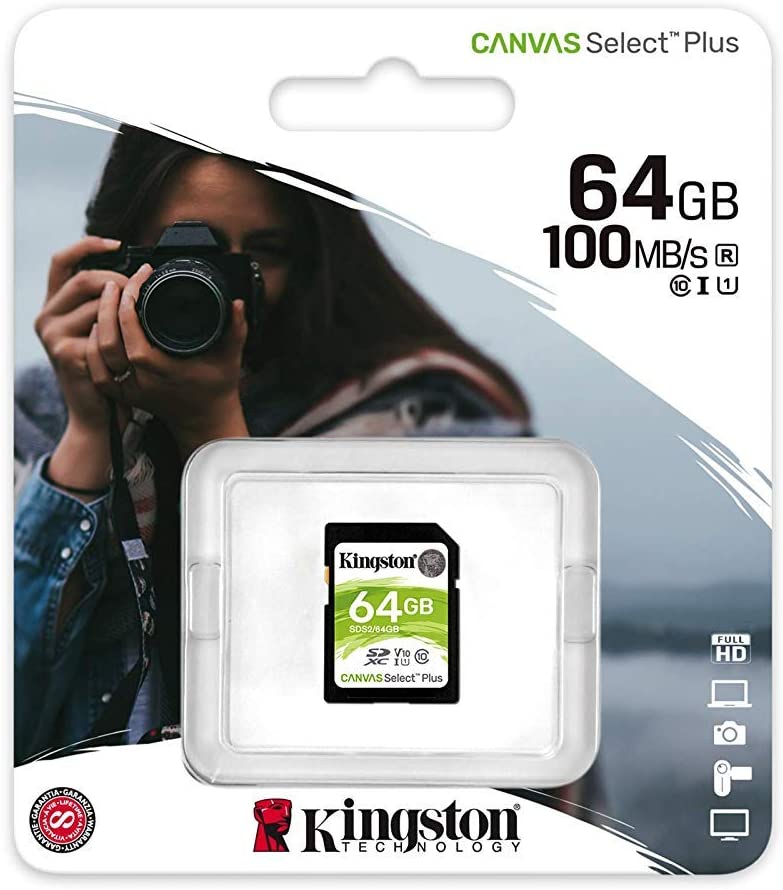 Kingston 64GB SDXC Canvas Select Plus 100R C10 UHS-I U1 V10 (SDS2/64GBCR)