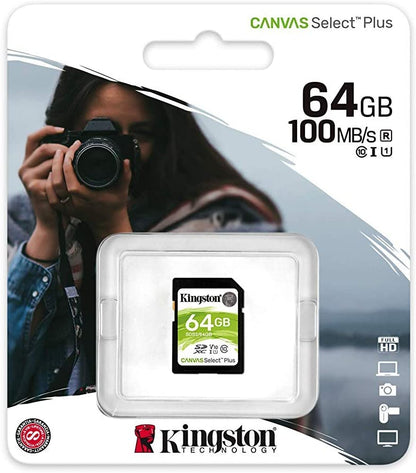 Kingston 64GB SDXC Canvas Select Plus 100R C10 UHS-I U1 V10 (SDS2/64GBCR)