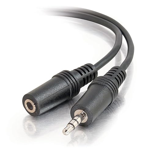 C2G Legrand 3.5MM Stereo Audio Cables, 3.5MM Male to Female Cord, Black Audio Cable with In-Wall, CMG-Rated Jacket, 6 Foot 3.5MM Audio Cable, 1 Count, C2G 40407