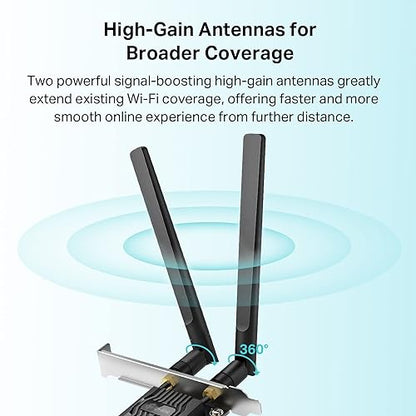 TP-Link AX1800 Wi-Fi 6 Bluetooth 5.2 PCIe Adapter for PC (Archer TX20E) - 802.11AX Dual Band Wireless Adapter with MU-MIMO, WPA3, Supports Windows 11, 10 (64bit) Only, Easy Setup AX1800 + Bluetooth