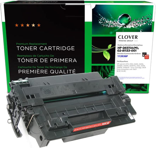 Clover imaging group Clover Remanufactured MICR Toner Cartridge for HP 11A Q6511A(M), 02-81133-001 | Black