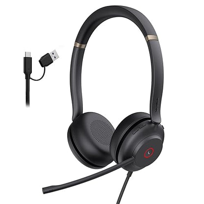 Wired Headset with Microphone,USB Headset for PC Laptop,USB-A & USB-C Cable,Works with Zoom and Other Leading UC Platforms