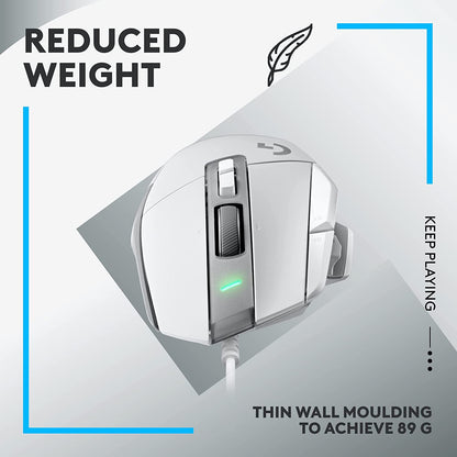 Logitech G502 X Wired Gaming Mouse - LIGHTFORCE hybrid optical-mechanical primary switches, HERO 25K gaming sensor, compatible with PC - macOS/Windows - White White Wired Non-RGB