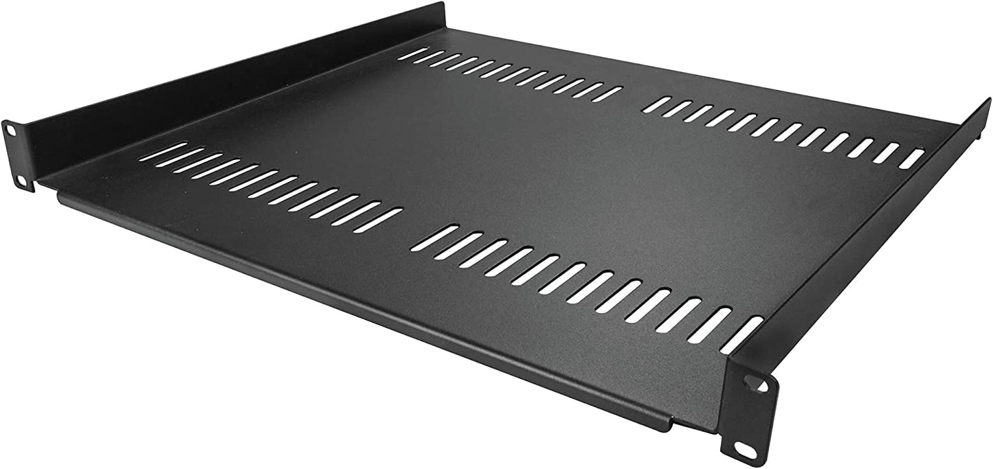 StarTech.com 1U Server Rack Shelf - Universal Vented Rack Mount Cantilever Tray for 19" Network Equipment Rack &amp; Cabinet - Heavy Duty Steel - Weight Capacity 44lb/20kg - 16" Deep Shelf (CABSHELF116V) 1U 16" Depth Rack Shelf