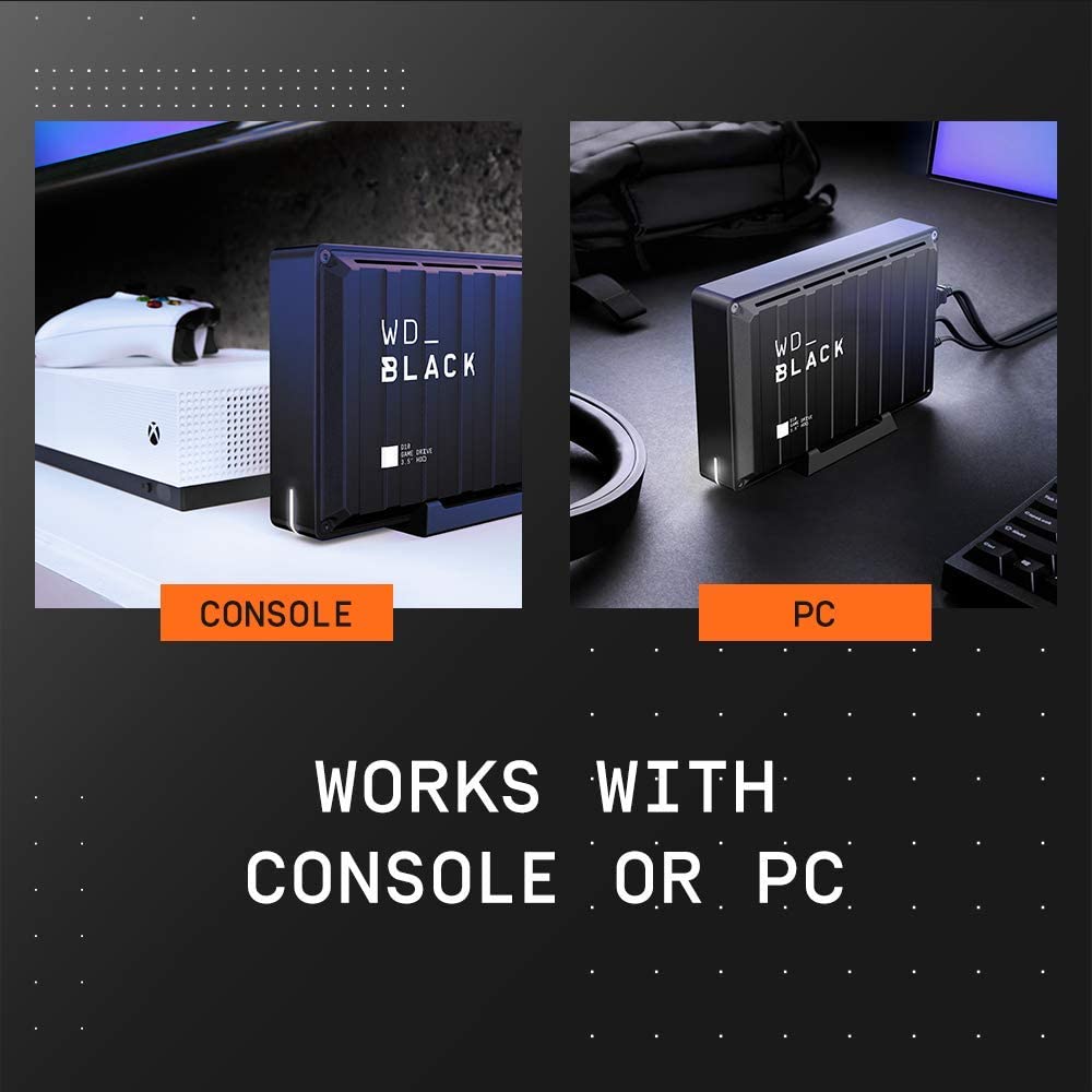 Western digital WD_BLACK 8TB D10 Game Drive - Portable External Hard Drive HDD Compatible with Playstation, Xbox, PC, &amp; Mac - WDBA3P0080HBK-NESN 8TB PC, PS4, &amp; Xbox Hard Drive