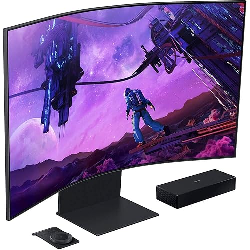 SAMSUNG Odyssey Ark 55-Inch Curved Gaming Screen, 4K UHD 165Hz 1ms (GTG) Quantum Mini-LED Gamer Monitor w/Cockpit Mode, Sound Dome Technology, Multi View, HDR10+ (S55BG970NN) 2022 LS55BG970NNXGO 55 inch