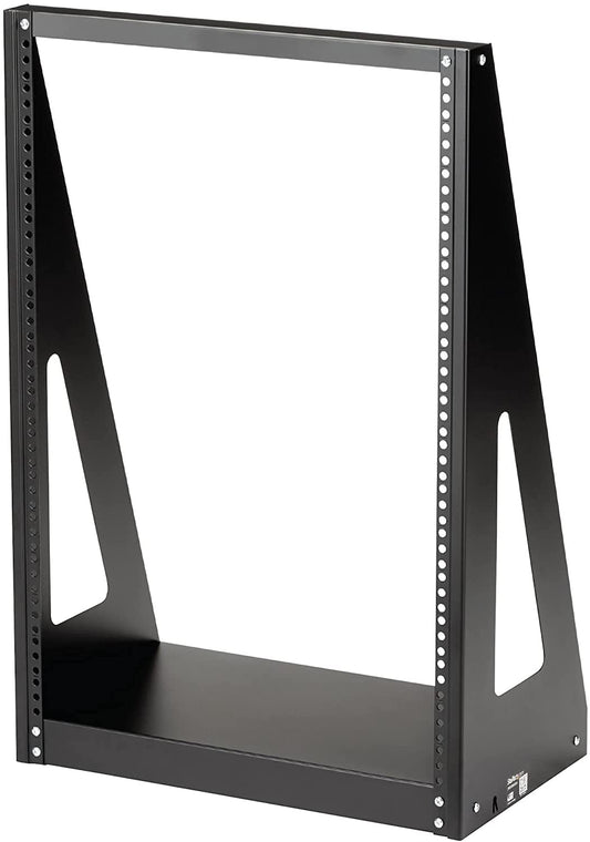 StarTech.com 16U Open Frame Network Rack - 19" 2 Post Free Standing Desktop Rack for Computer, AV, Media, IT Equipment for Server Room (2POSTRACK16) Black 16U 16u Rack