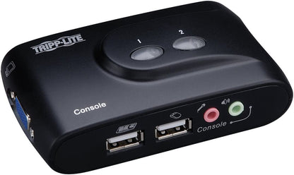 Tripp Lite B004-VUA2-K-R 2 Port USB KVM Switch w Audio and Cables VGA
