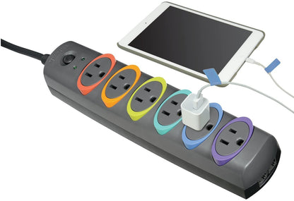 Kensington SmartSockets 6-Outlet, 7-Foot Cord, &amp; 945 Joules Standard Surge Protector (K62147NA) Standard (945 Joules, 7' Cord)
