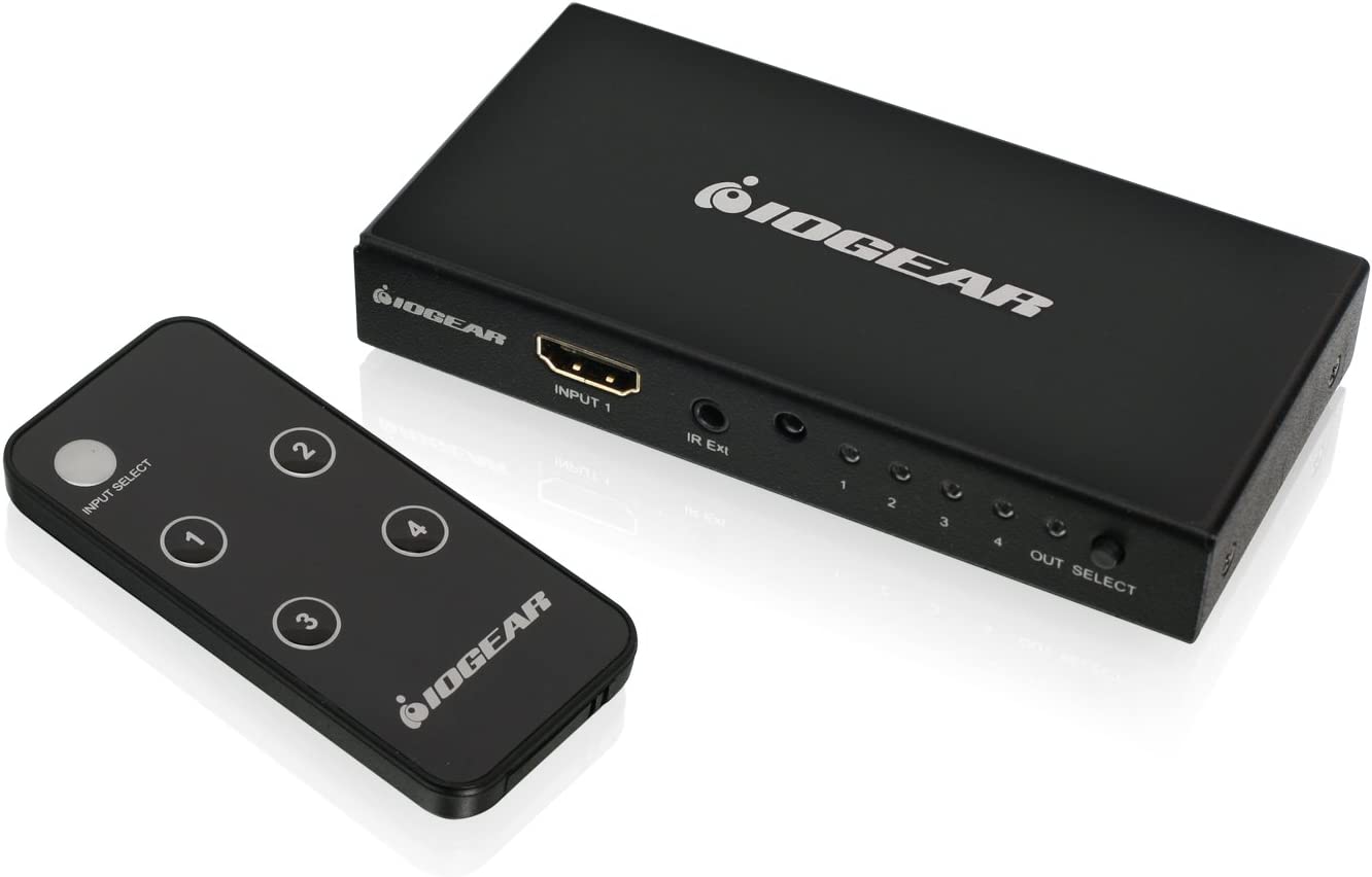 IOGEAR HDMI 4- Port 4K 60Hz Switch - 4 In x 1 Out - HDMI 2.0 and HDCP 2.2 Compliant - TrueHD &amp; DTS-HD 7.1 Digital Surround Sound - IR Remote Control - Xbox - PS4 - Roku - HDTV Monitor - GHDSW4K4