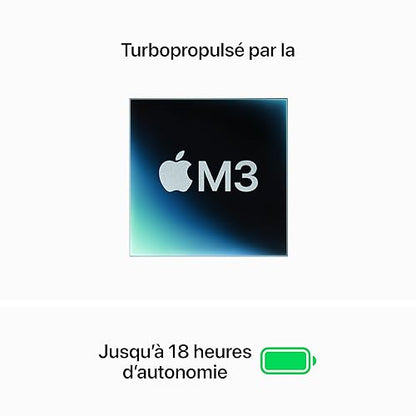 Apple 2024 MacBook Air 13-inch Laptop with M3 chip: Built for Apple Intelligence, 13.6-inch Liquid Retina Display, French, 16GB Unified Memory / 512GB Storage Midnight Apple M3 (8-core CPU, 10-core GPU)