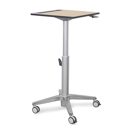 Ergotron – Mobile Standing Desk, Adjustable Height Small Rolling Laptop Computer Sit Stand Desk with Wheels for Classroom, Office, Medical or Home Use – Adjusts from 29 to 45 Inches – Maple Short Maple