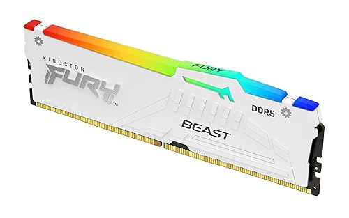 Kingston FURY Beast White RGB 64GB (2x32GB) 6000MT/s CL40 DDR5 XMP DIMM | Infrared Syncing | Fury CTRL Software | Overclocking | Plug N Play | Intel XMP 3.0 | Kit of 2 | KF560C40BWAK2-64