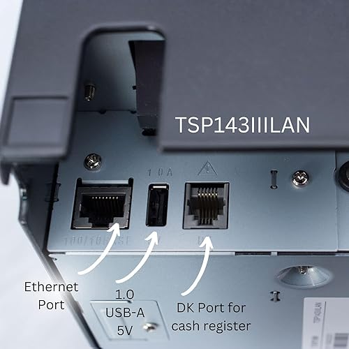 Star Micronics 39472010 Model TSP143L WHT US Thermal Printer, Auto-Cutter, Ethernet, with Internal Power Supply, White White Ethernet (LAN)