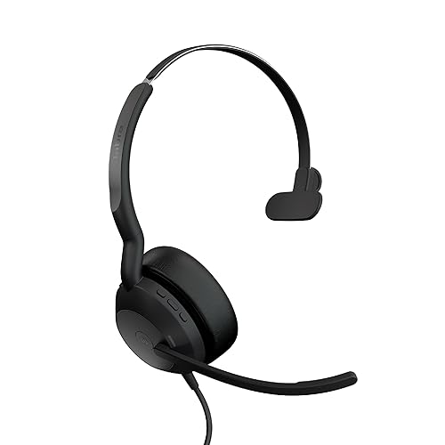 Jabra Evolve2 50 Wired Mono Headset - with Jabra AirComfort Technology, Noise-Cancelling Mics & Active Noise Cancellation - MS Teams Certified, Works with All Other Platforms - Black USB-A MS Teams