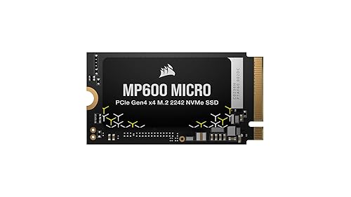 CORSAIR MP600 Micro 1TB M.2 NVMe PCIe x4 Gen4 2 SSD – M.2 2242 – Up to 5,100MB/sec Sequential Read – High-Density 3D TLC NAND – Compatible with Lenovo Legion Go and Thin PCIe 4.0 Laptops – Black