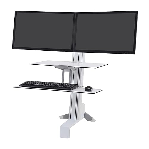 Ergotron WorkFit-S Dual Monitor with Worksurface and Stand, White