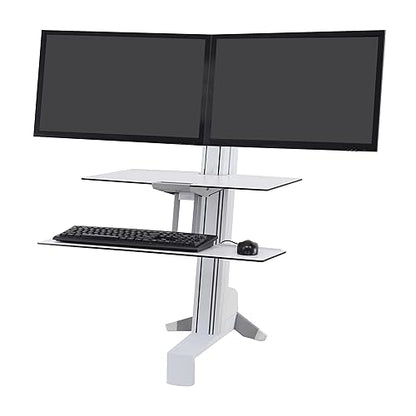 Ergotron WorkFit-S Dual Monitor with Worksurface and Stand, White