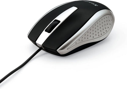 Verbatim Wired USB Computer Mouse - Corded USB Mouse for Laptops and PCs - Right or Left Hand Use, Silver 99741 Silver Mouse