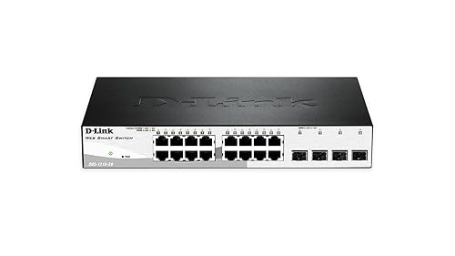 D-Link 20-Port Gigabit Smart Managed Switch, 4 SFP Combo Ports, Advanced L2+ features, VLANs, Cable Diagnostics, Green, WebSmart, Web UI, Lifetime Warranty (DGS-1210-20)