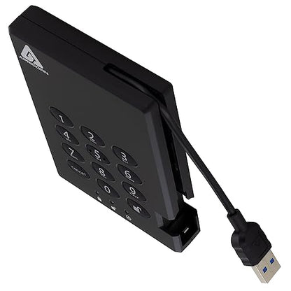 Apricorn 2TB Aegis Padlock USB 3.0 SSD 256-Bit Encrypted Portable Drive (A25-3PL256-S2000), Black