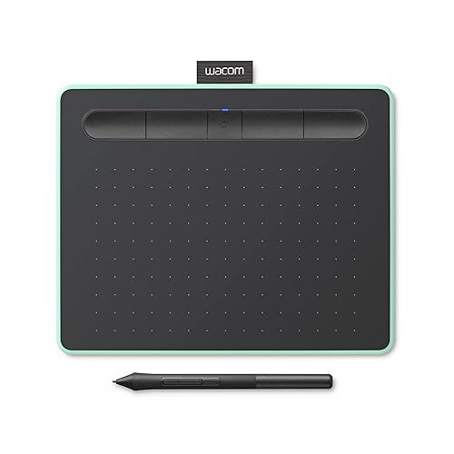Wacom Intuos Wireless Graphics Drawing Tablet with 3 Downloadable Software Programs, 7.9" X 6.3", Black with Pistachio Accent (CTL4100WLE0), Small Pistachio Small Bluetooth
