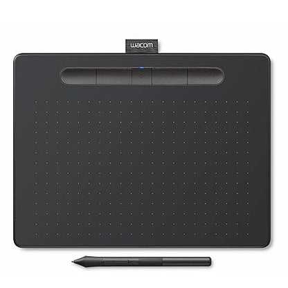 Wacom Intuos Medium Bluetooth Graphics Drawing Tablet, Portable for Teachers, Students and Creators, 4 Customizable ExpressKeys, Compatible with Chromebook Mac OS Android and Windows - Black Black Medium Bluetooth