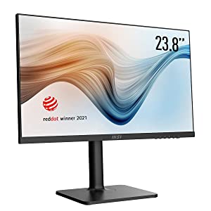 MSI Modern MD241P, 24", 1920 x 1080 (FHD), IPS, 75Hz, TUV Certified Eyesight Protection, 5ms, HDMI, USB C, Tilt, Swivel, Height Adjustable, Pivot